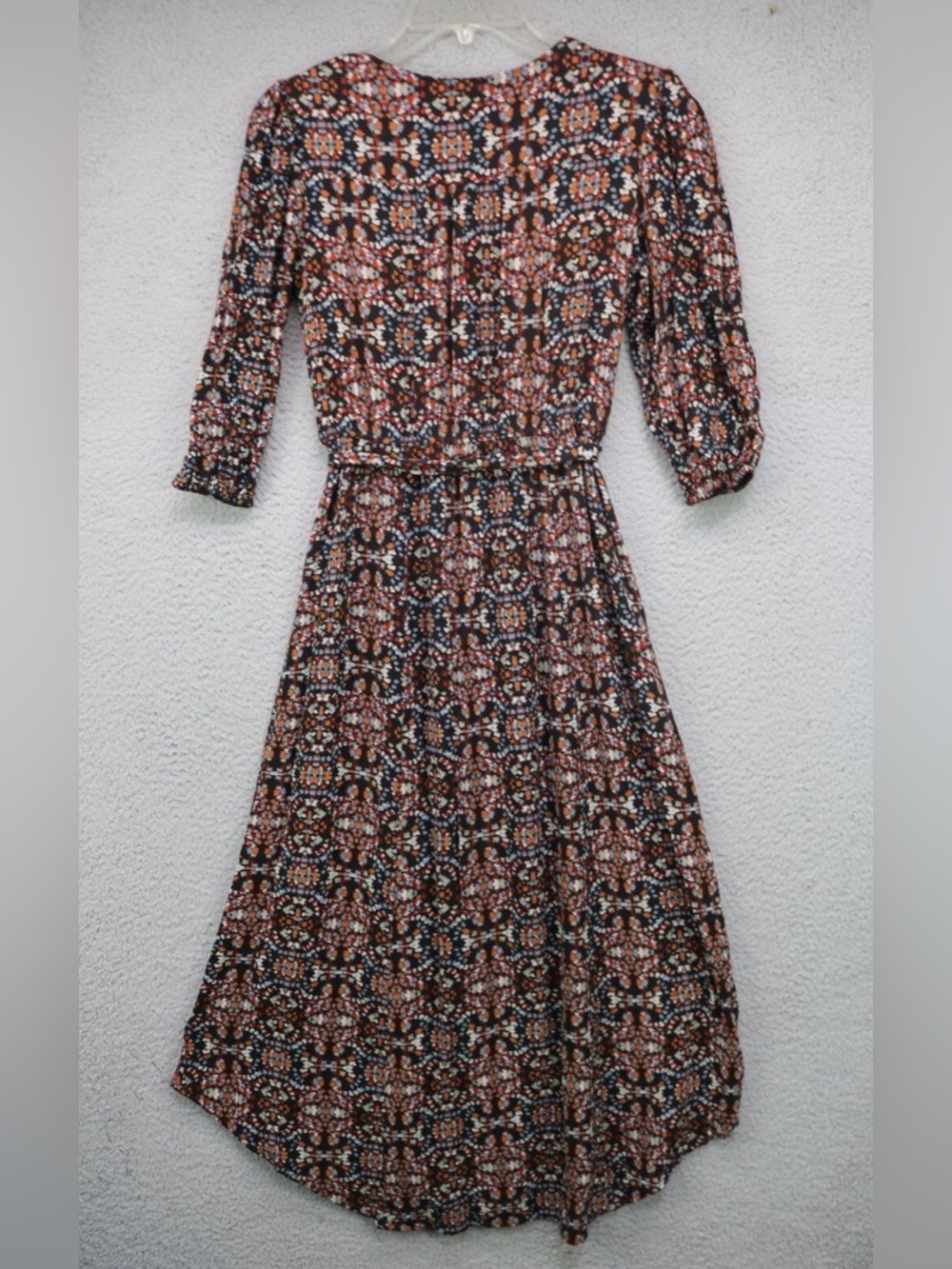 Knox Rose ~ Wrap ~ Midi Dress ~ Rust/Black/White/Blue ~ Floral-Like Material - Picture 4 of 6